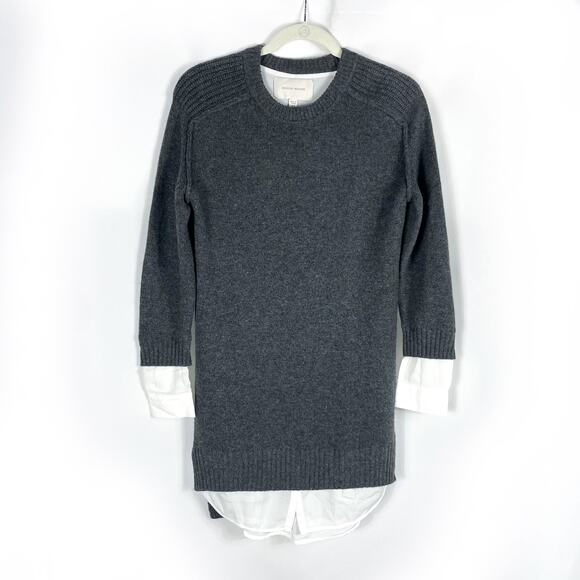 Brochu Walker Layered Mini Sweater Dress Gray Wool Cashmere Crew Neck Sz XS - Picture 5 of 11